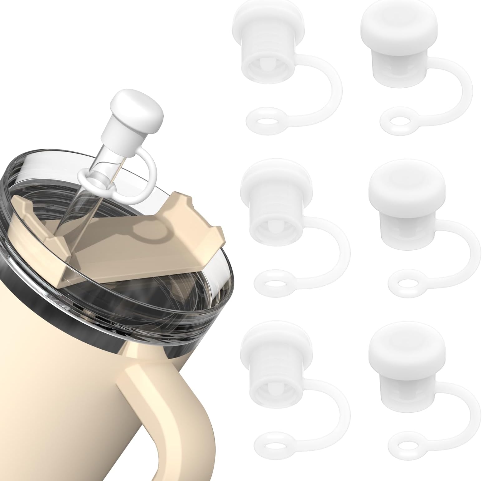 6PCS Straw Cover Cap for Stanley, Simple Modern, Yeti, Owala, Hydro Flask, Reduce, and All Brands 6 to 10mm Tumbler Straw, Dishwasher Safe, BPA Free and Dust Proof (Clear)