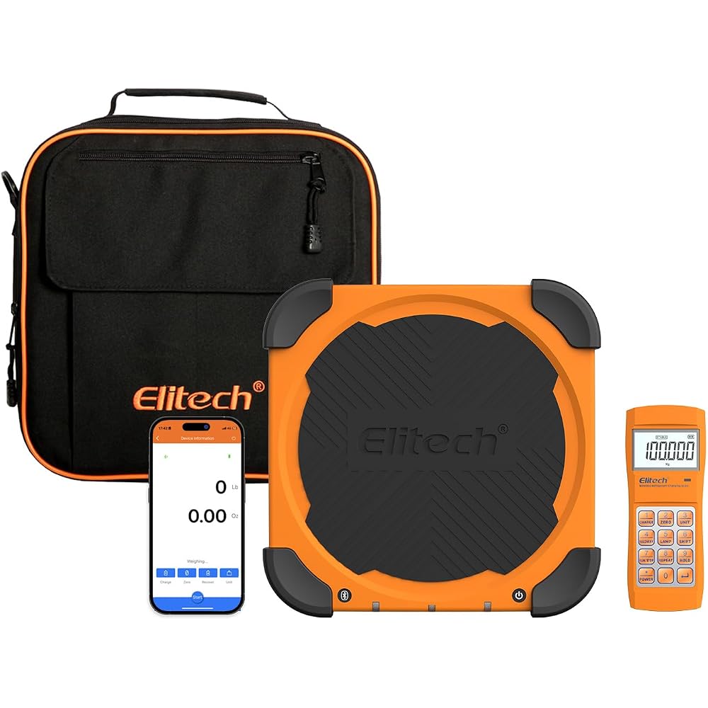 Produktbild von Elitech LMC-210 Kältemittel-Ladewaage – 220 Lbs, Digital, Wasserdicht, Mit Wireless