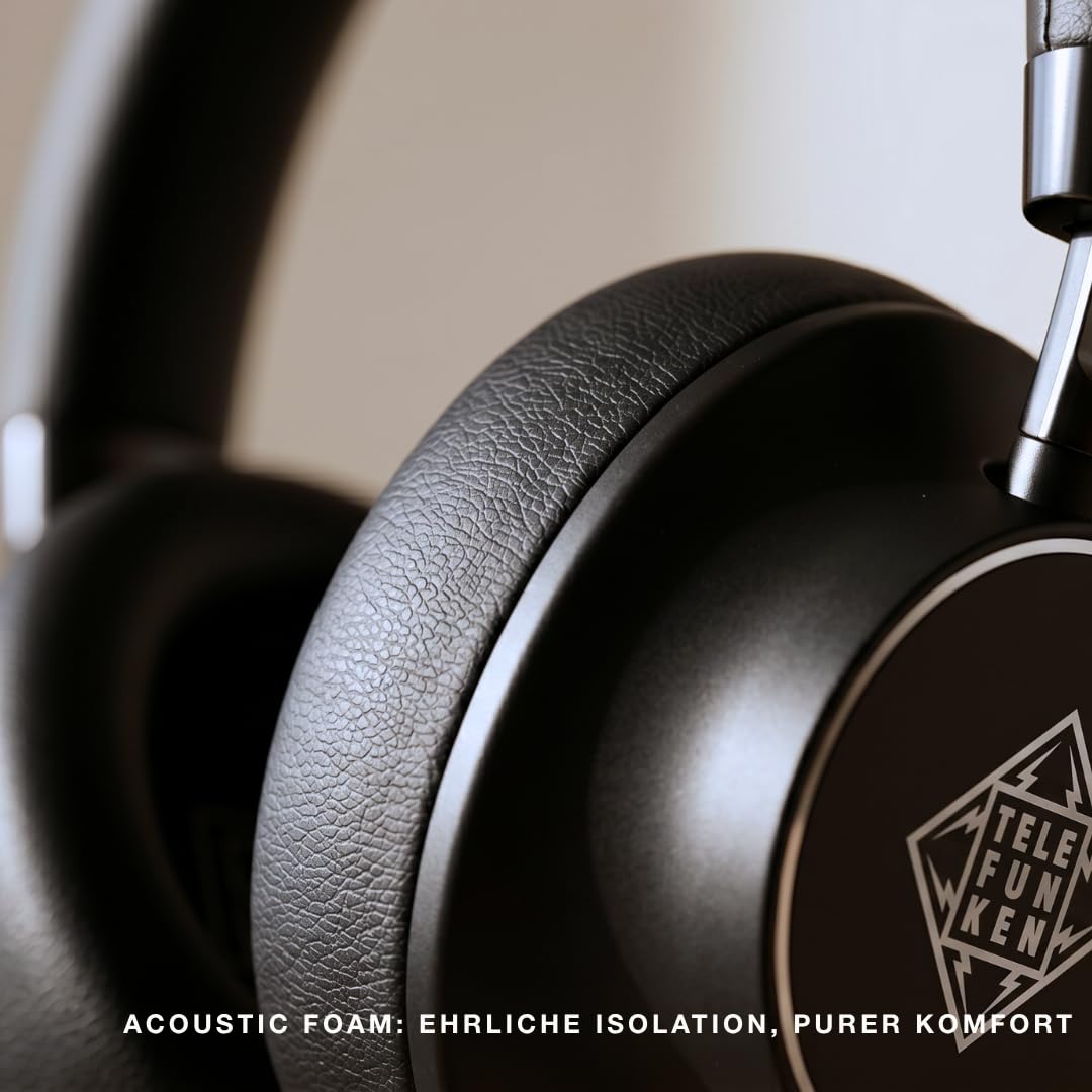 TELEFUNKEN ARCO ONE Casque Bluetooth Over-Ear avec ANC et Microphone, Multipoint, Batterie 30h (22h avec ANC), Pilotes 40mm, 32Ω, AUX/3.5mm et USB-C, IPX3, 220g, Coussinets