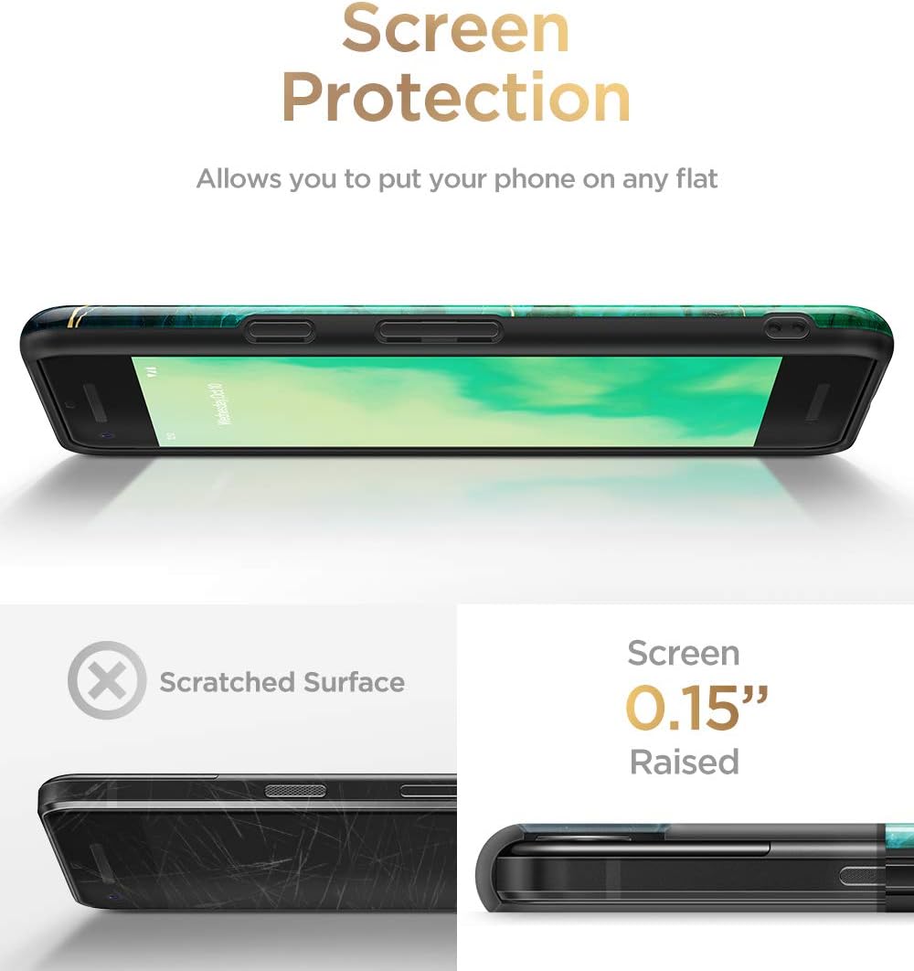 GVIEWIN Marble Google Pixel 2 Case 2017 Release, Ultra Slim Thin Glossy Soft TPU Rubber Gel Phone Case Cover Compatible Google Pixel 2 (Green/Gold)