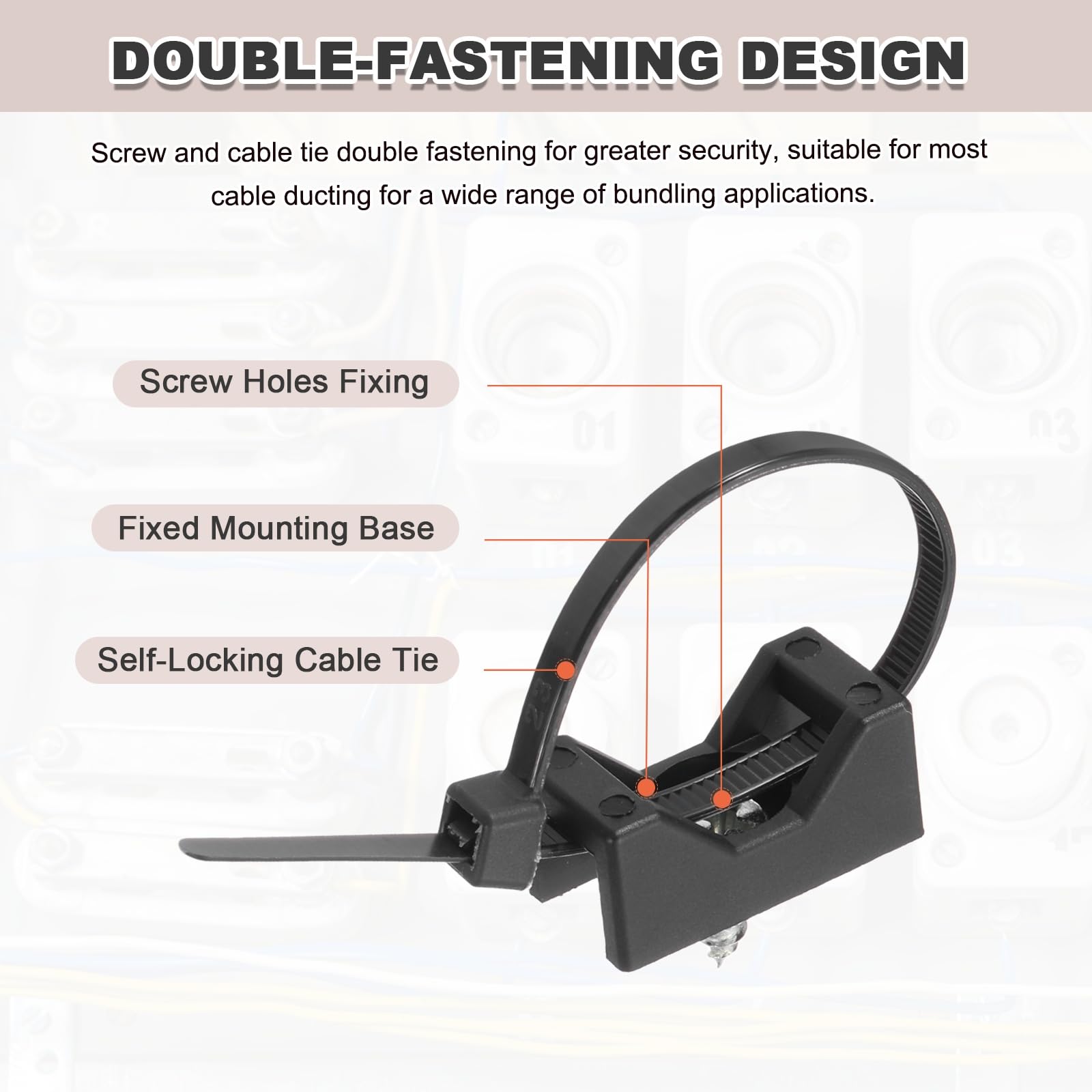 QUARKZMAN 240pcs Supporti A Sella Per Fascette Da 30mm Con Fascette Da 150mm E Viti Autofilettanti M5, Set Di Supporti Organizzatori Per Cavi, Nero