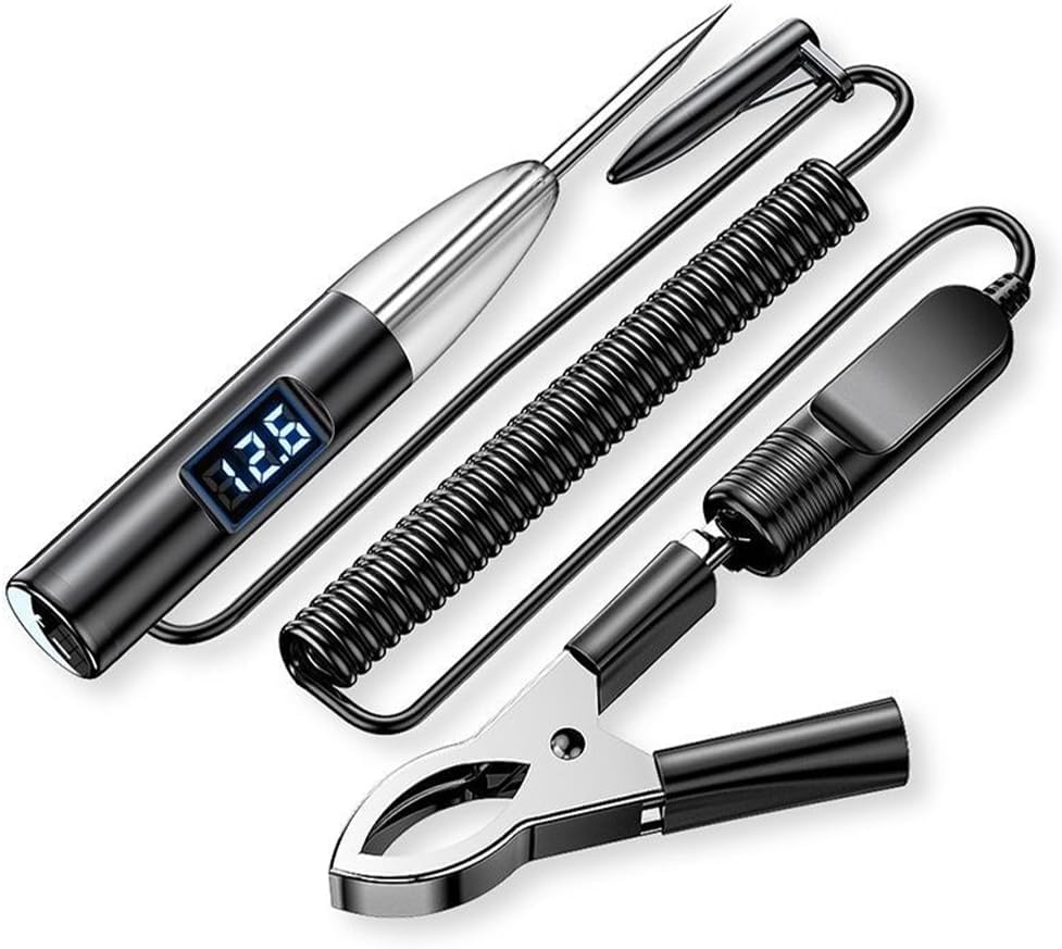 Auto LED Test Light, 5-30V Digital Display Fuse Tester, Heavy Duty Circuit Tester with Polarity Indicate, and Extended Spring Wire Car Repair Diagnostic Tool, Car Truck Low DC Voltage Light Tester