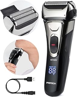 Electric Razor for Men Foil Electric Shavers for Men Face Electric Razors for Shaving Face Men’s Electric Shavers Cordless Rechargeable Beard Shaver Waterproof LED Display Wet Dry Use by PRITECH