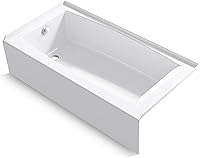Kohler Entity 60x30 Alcove Bathtub with Left-Hand Drain, Integral Apron & Flange - White, Low Step-Over Comfort Bath