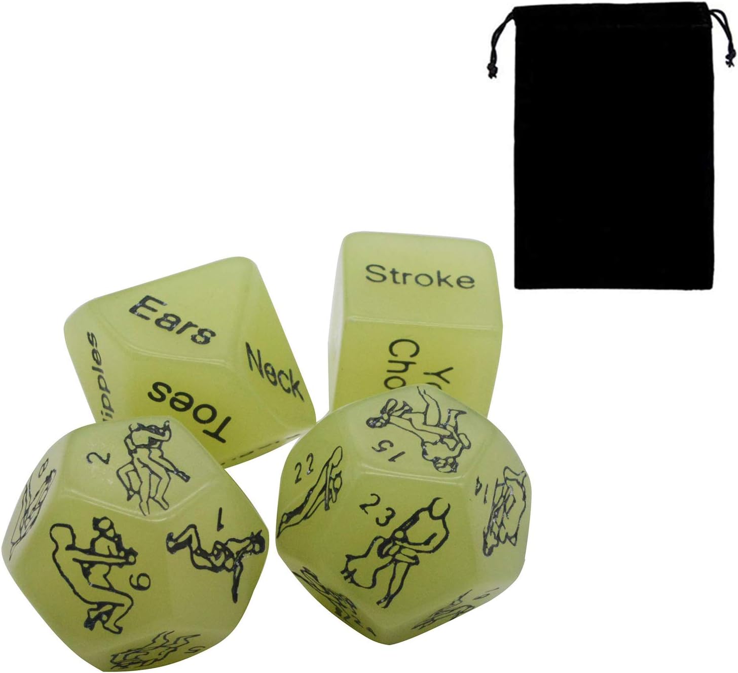 4pcs Romantic Novelty Game Dice, Luminous Role Playing Funny Gift for Valentine's Day, Honeymoon Bachelorette Party, Him and Her, Groom Roast, Bridal Shower, Newlyweds, Wedding, Anniversary, Marriage