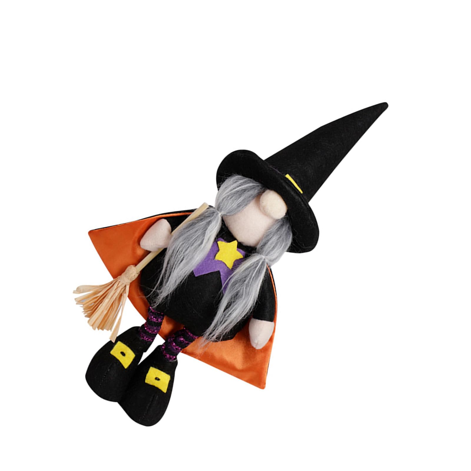 Buxuaaaa Fabric Anonymous Necromancer Toy Halloween Decoration with Brush and Hat Eerie Telecommute Party Materials Soft Stuffing Permanent Plan Halloween Party Garnishes
