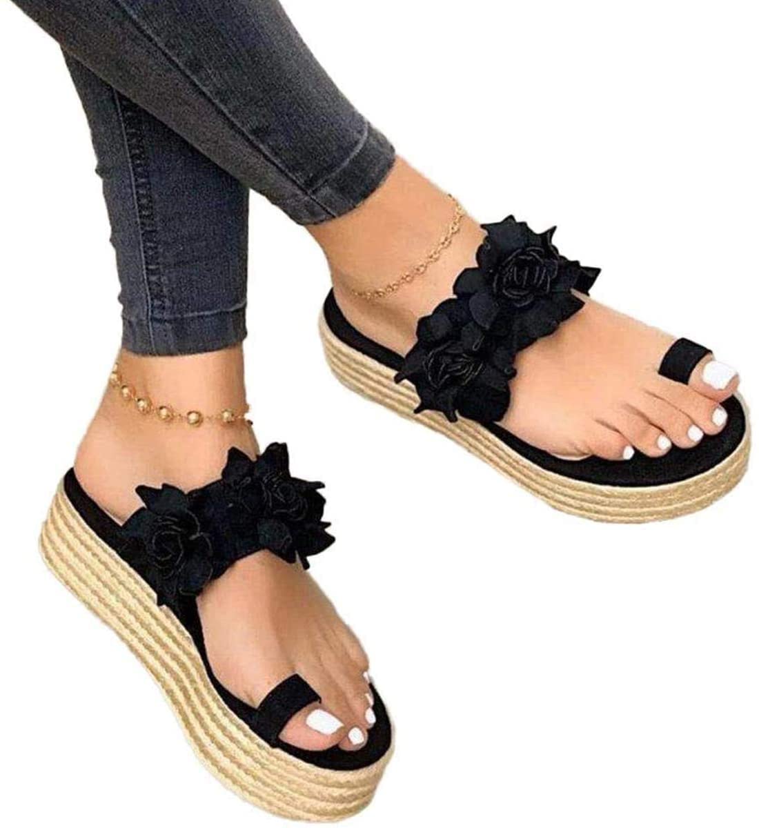 YHQZNLXQ Sandalias para Mujer Plataforma Borla Sandalia Cerrada Toe Hebilla Zapatos con Flecos Cómodo Verano Al Aire Libre Playa Viajes Chanclas