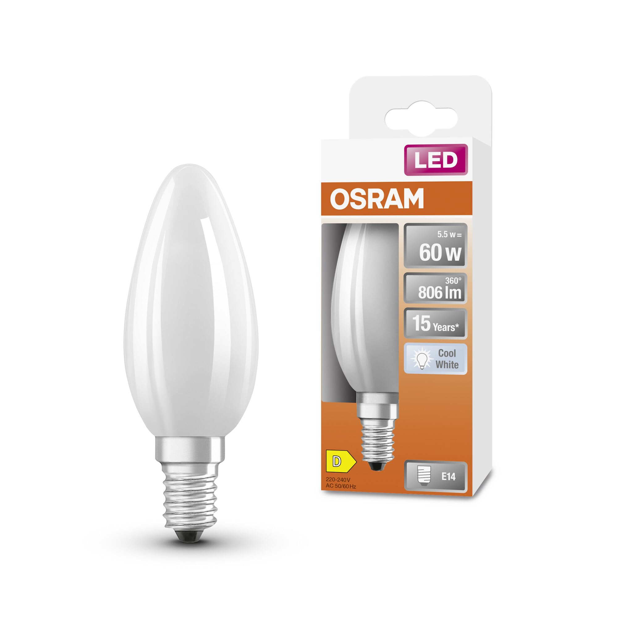OSRAM LED Star Classic en forma clásica de mini vela, luz blanca, luz | , LED Lamps, 35.00 Millimetres dia, , Paquete de 6