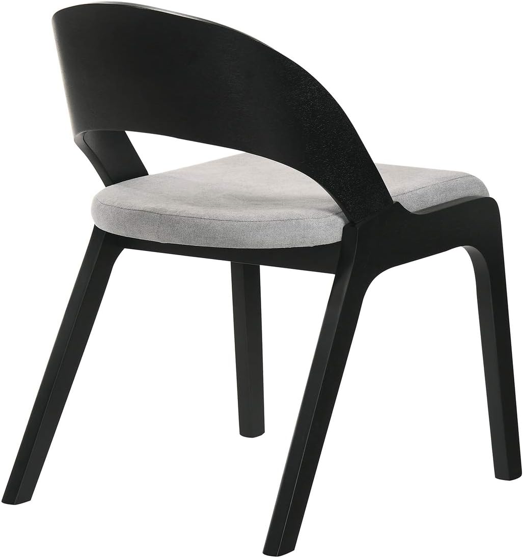 Armen Living Polly Mid-Century Modern Dining Accent Chairs Finish Fabric-Set of 2, 20" Wide, Black/Grey