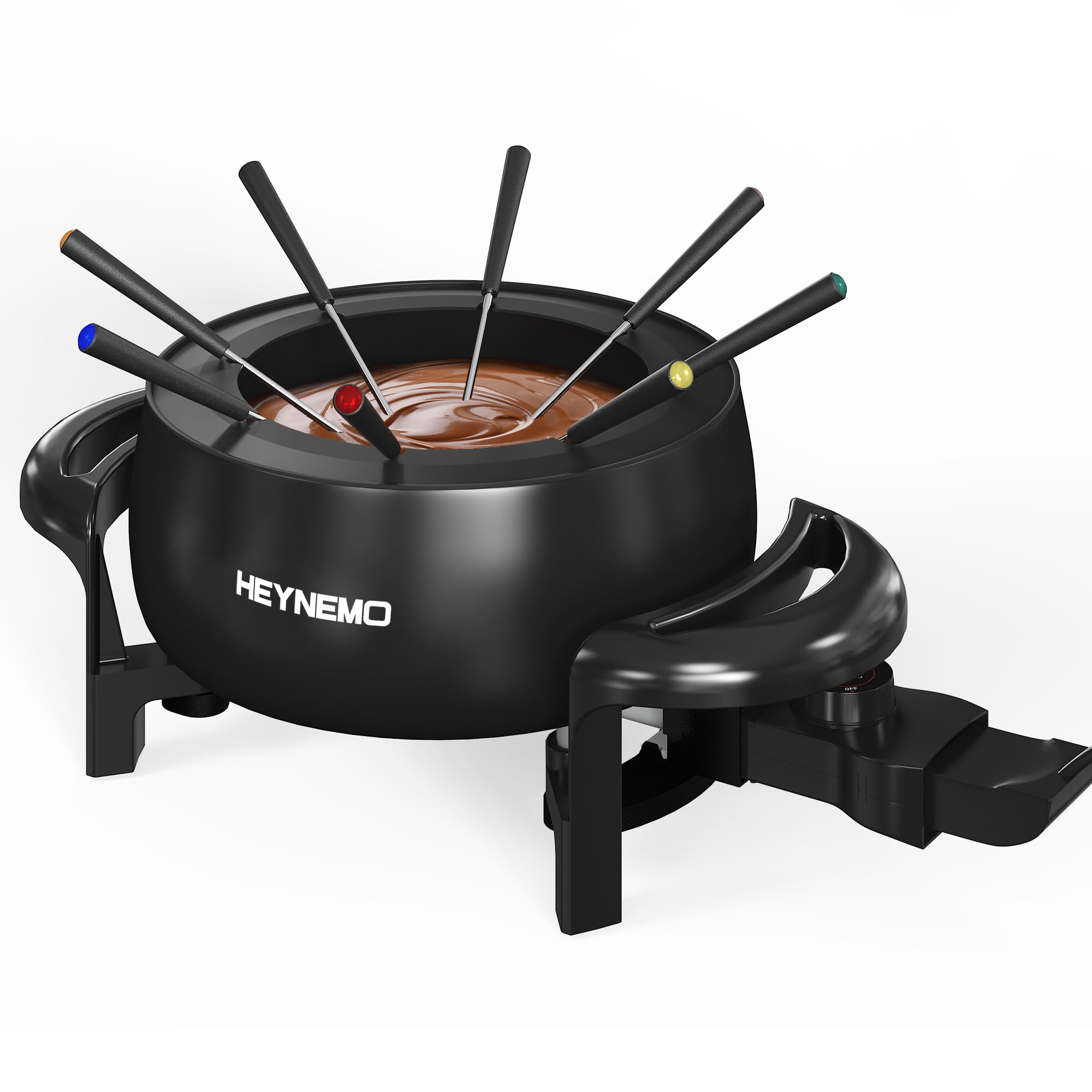 Electric Fondue Pot Set, 3 Quart Fondue Set for Melting Chocolate Cheese with 8 Color-Coded Forks, Adjustable Temp Control, 1000W Non-Stick Fondue Maker for Dessert, Broth and Oil