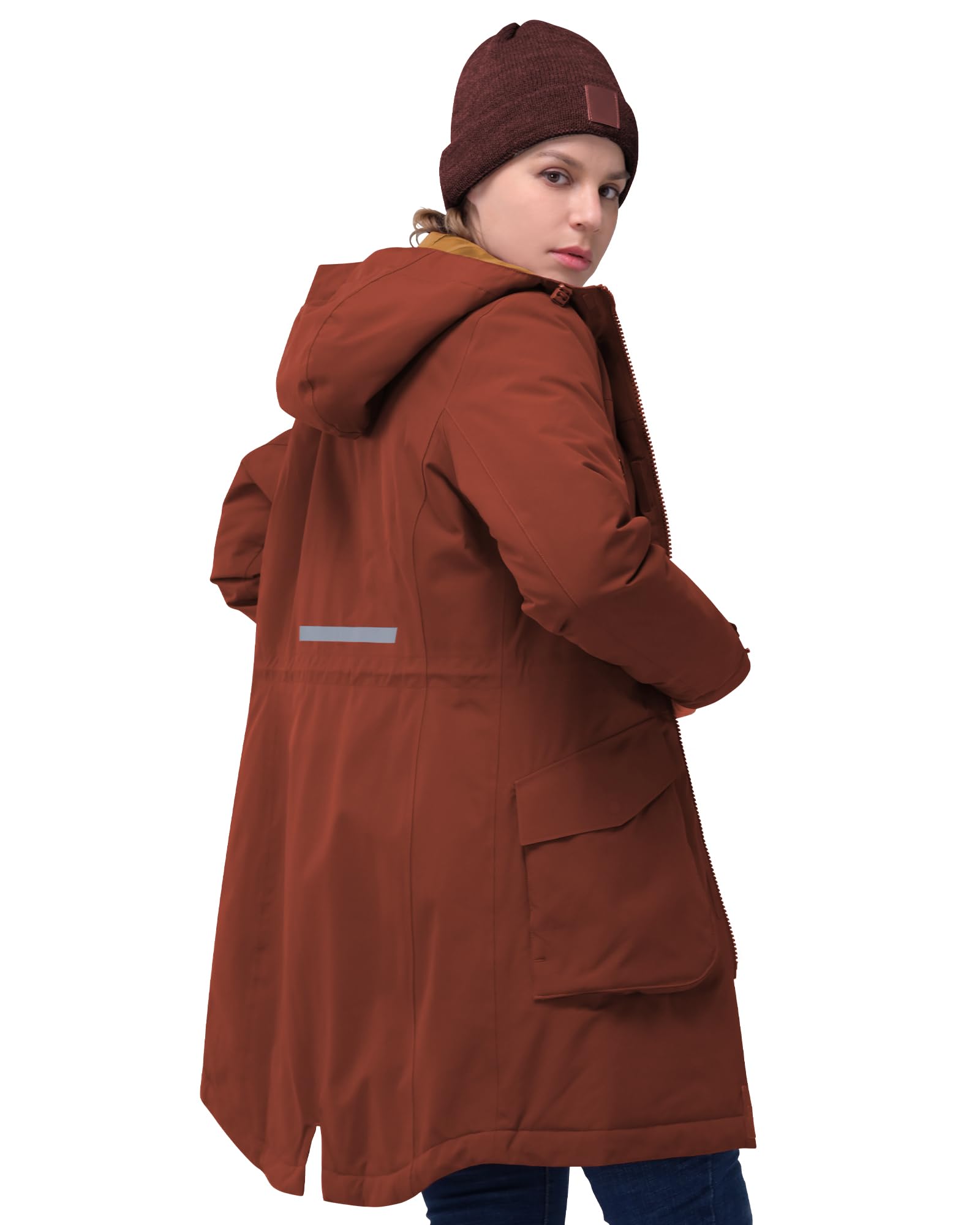 33,000ft Cappotto invernale da donna, lungo, caldo, parka, giacca funzionale ispessita, con cappuccio, giacca per le mezze stagioni