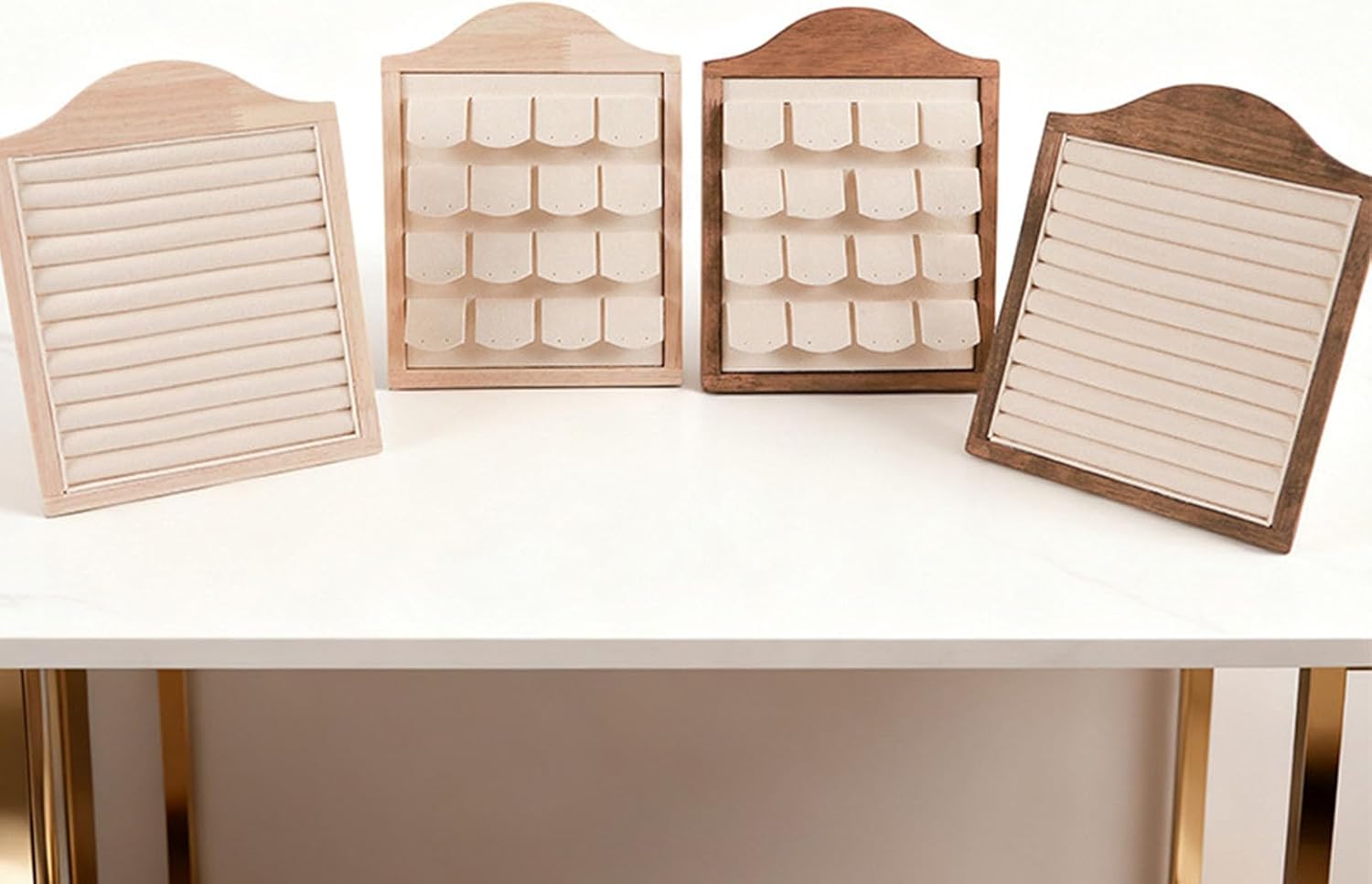 Wood Jewelry Organizers with Nonslip Base Multiple Rings Capacity Retail Store or Home Decoration Wood Jewelry Display Stand Portable Countertop Rings Showcase Sturdy Rings Holder for Jewelry Store