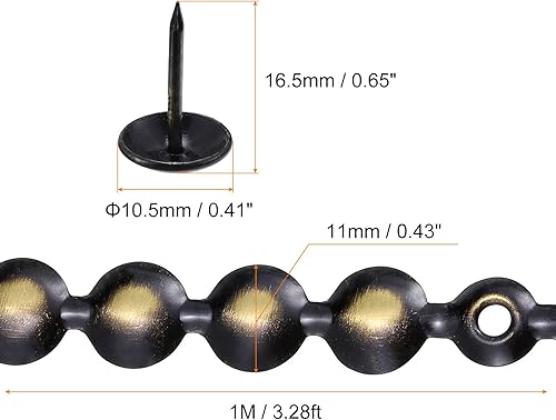 Miniatura 7 de uxcell 5 tiras de tachuelas de tapicería, adornos de uñas decorativos brillantes de 3.3 ft para sofá, cabecero, silla, muebles con clavos de