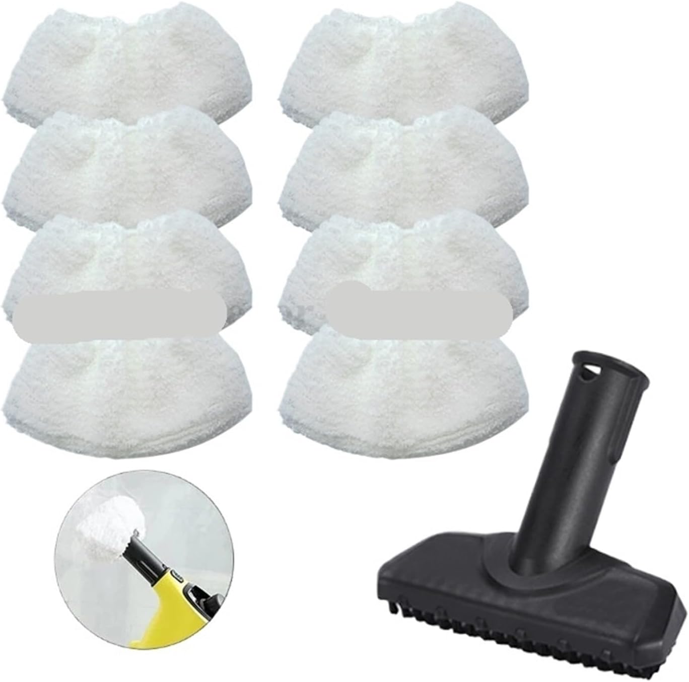 Compatible For Karcher SC1/SC2/SC3/SC4/SC5/CTK10/CTK20 - Steam Cleaner Accessories: Brush Head & Replacement Mop Cloth Pads (Spare Parts)(5pc)