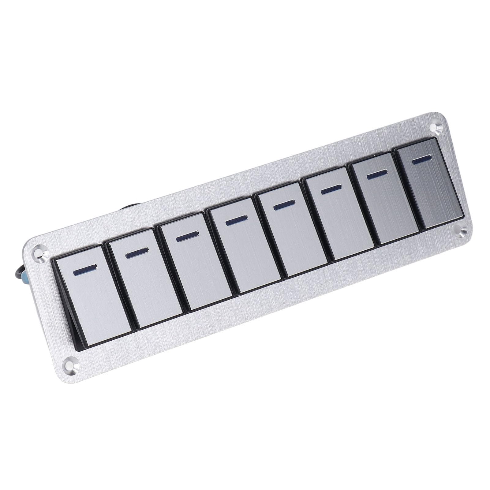 Generic Panel Przełączników Kołyskowych 8-krotny z Niebieskimi Wskaźnikami LED, Panel Przełączników ze Stopu Aluminium do Samochodów, Pojazdów Kempingowych, Motocykli, Autobusów, Przyczep, Pojazdów