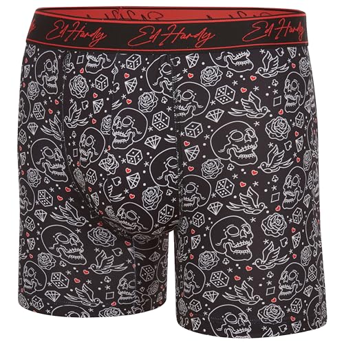 ED HARDY Mens Boxer Briefs Active Stretch Breathable Underwear, Comfortable Gym Boxer Briefs Multipack3