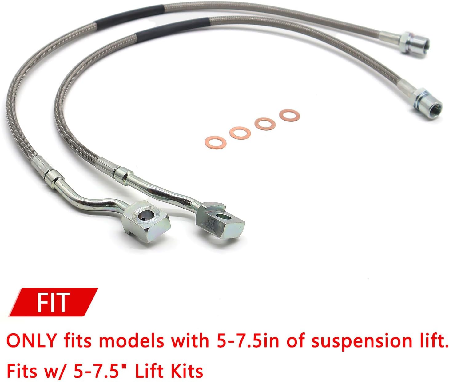 89370 Front Stainless Brake Lines For Chevy Silverado GMC Sierra 2007-2019 1500/2011-2019 2500/3500HD