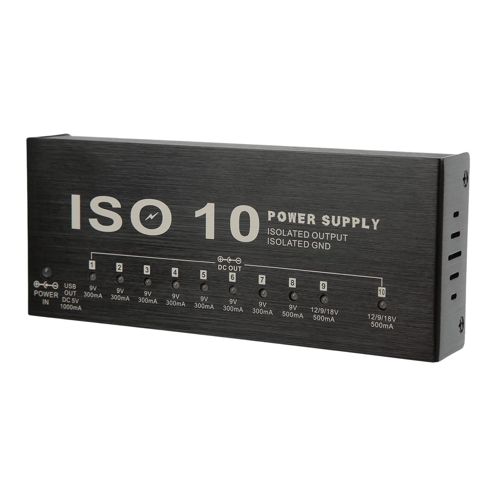 Jeffergarden Alimentatore per Pedale per Chitarra, 10 Uscite Isolate Potenza Multieffetto con Indicatore LED e Uscita USB, per Effetti della Pedaliera per Chitarra Elettrica (Spina UE da 100 a 240 V)