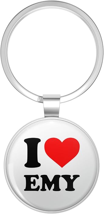 I Love EMY Key Chain Stainless Steel Keychain with Ring