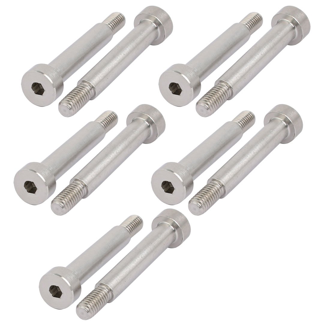Sourcingmap 10pcs 304 Stainless Steel Hex Socket Shoulder Bolt 6mm Shoulder Dia 30mm Shoulder Length M5 Thread