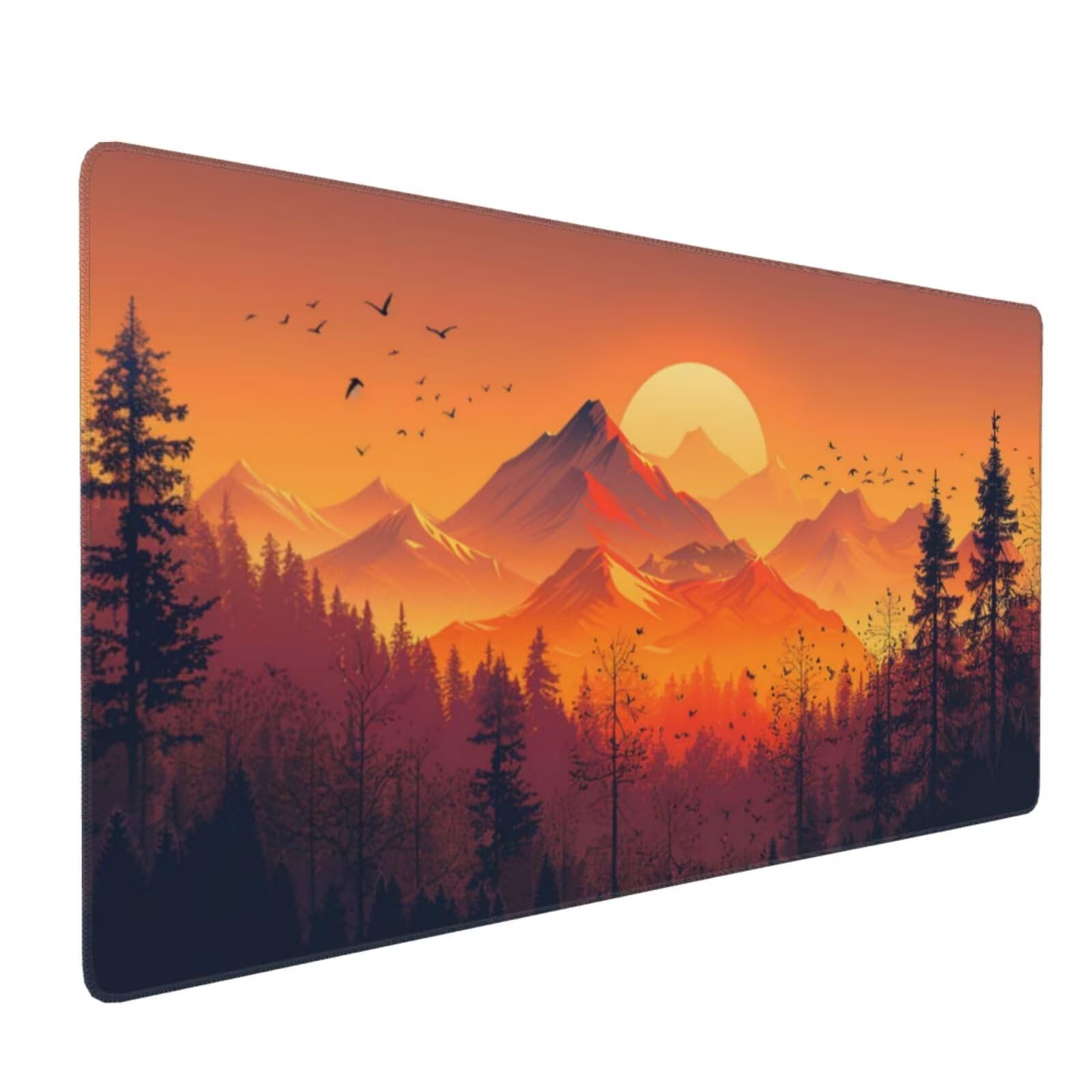 Podkładka pod mysz z zachodem słońca góry podkładka pod mysz 1000 x 500 x 3 mm akcesoria do gier, antypoślizgowa guma, wysoka precyzja i prędkość, antypoślizgowa powierzchnia, dla gracza R-985