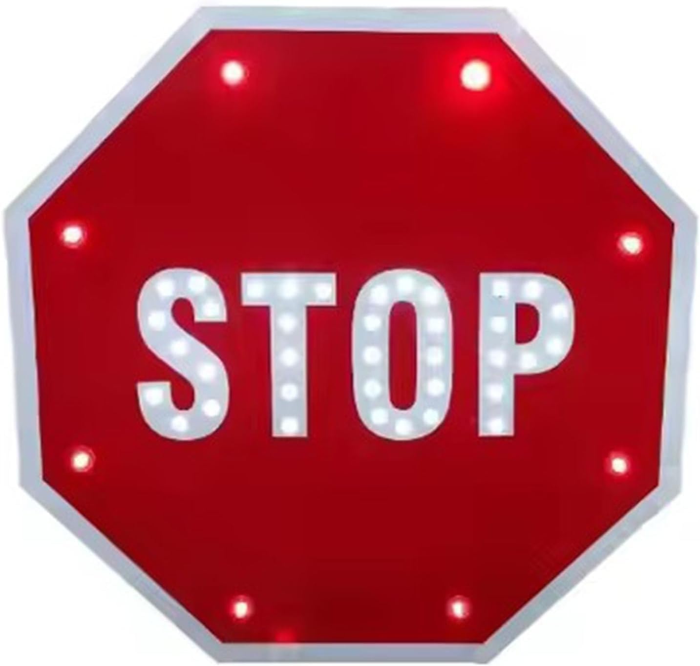 Solar Stop Traffic Sign - Heavy Duty Solar Powered Street Warning Sign, LED Flashing Traffic Control Signs for Crossings Garage Parking Construction Section