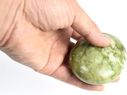 Miniatura 8 de Windfulogo Juego de 2 piedras de masaje caliente de jade verde natural, piedras calentadas para masaje de spa (2.76 x 3.54 pulgadas)