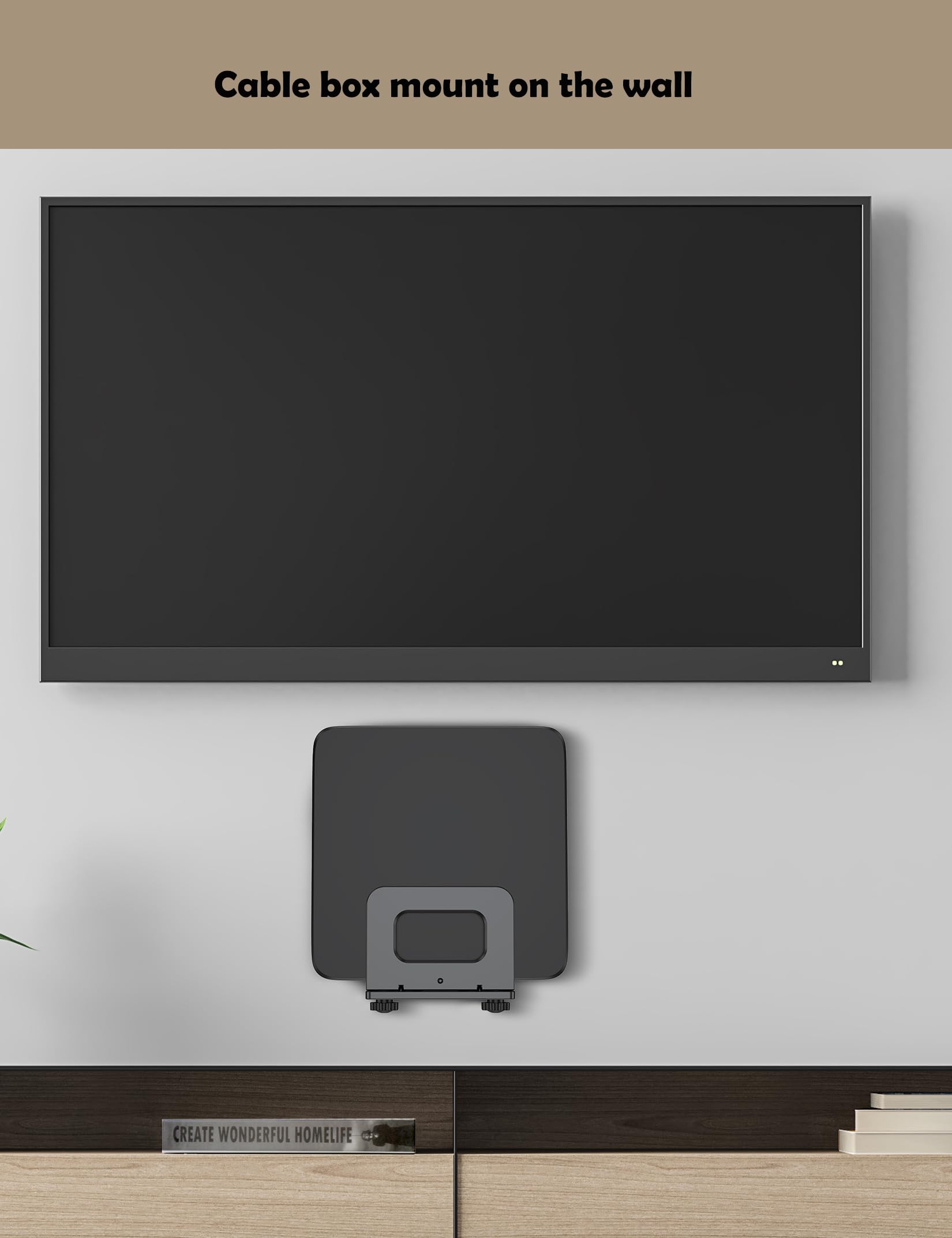 Uchwyt ścienny do routera Wi-Fi / półki modemu do Apple TV/ROKU, kompatybilny z odtwarzaczem multimedialnym/przełącznikiem/WII/Power/Mini PC/Mac mini, mocowany klejem lub śrubą (czarny)
