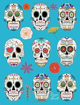 Paperback Sugar Skull: Notebook (Journal, Composition Book) in Blue, (8.5 x 11 Large) Book
