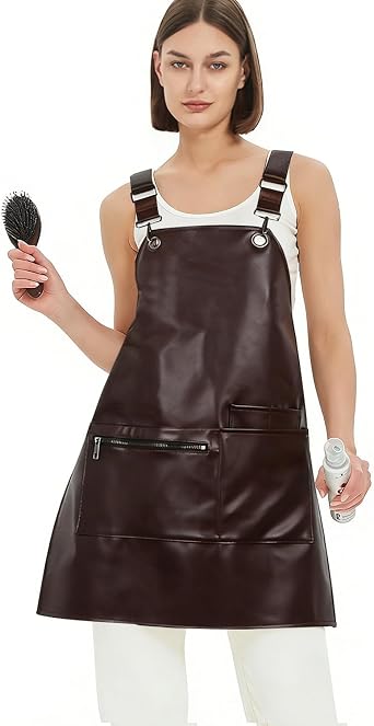 Hair Stylist Apron for Salon Barber Cross-back Hairdresser Waterproof Work Apron With 3 Pockets 22.8 W 25.5 L