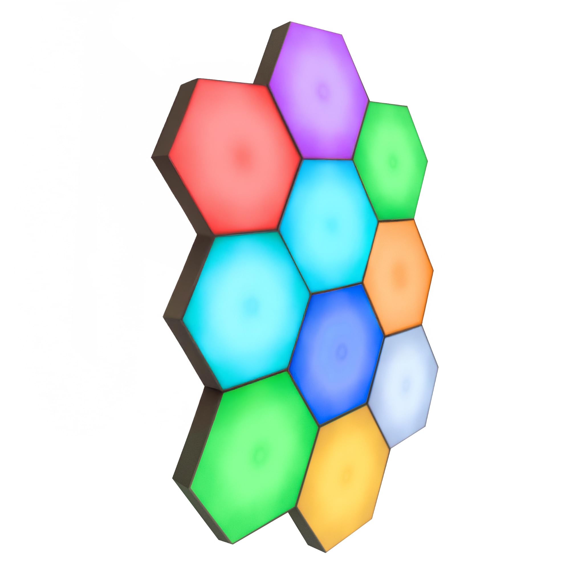 Touch-Sensitive Hexagon Wall Lights Set of 10 | Interactive, Modular LED Wall Panels | Autism-Friendly Sensory Development Lighting | Kids' Room Decor | Ambiance Lamp for Relaxation Focus