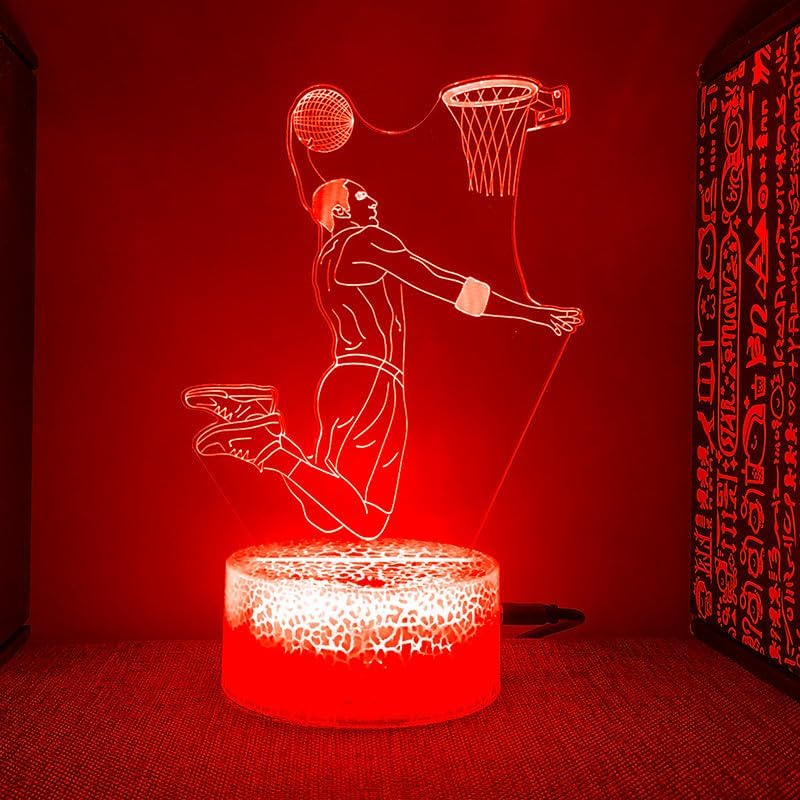 Miniatura 6 de 3D Baloncesto Luz Nocturna Lámpara Ilusión Luz Nocturna 16 Color Cambiar Mesa Decoración Lámparas Regalo Acrílico Plano ABS Base Cable USB Juguete