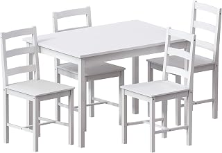 Vida Designs Yorkshire Dining Table and Chairs Set Kitchen Home Furniture (White, 4 Seater)
