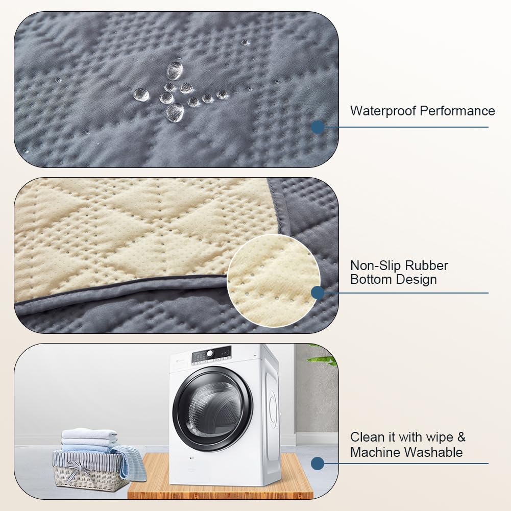 Taiyang Copridivano per Cani impermeabile, Coperta impermeabile per cani, protezione per mobili per bambini, bambini, cane, gatto, Con fondo in gomma antiscivolo (Grigio, 208-208 cm)
