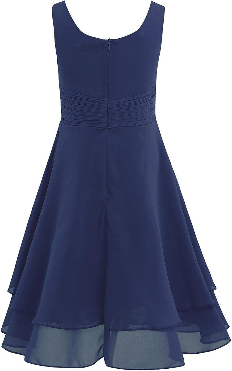YiZYiF Big Girl's Knotted Waist Chiffon Flower Girl Dress Wedding Party Dresses : Clothing, Shoes & Jewelry
