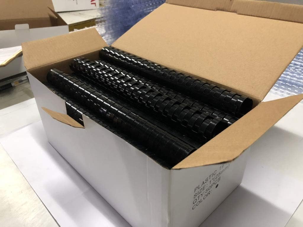 BNC 19 Rings Letter Size Plastic Comb Bindings Black Pack of 50 Size: 25mm (1")