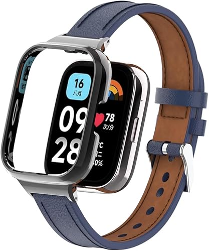 Vista 11 de Compatible con Xiaomi Redmi Watch 3 Active Bands, correa de repuesto de cuero para pulsera con marco de metal para Redmi Watch 3 Active Rojo