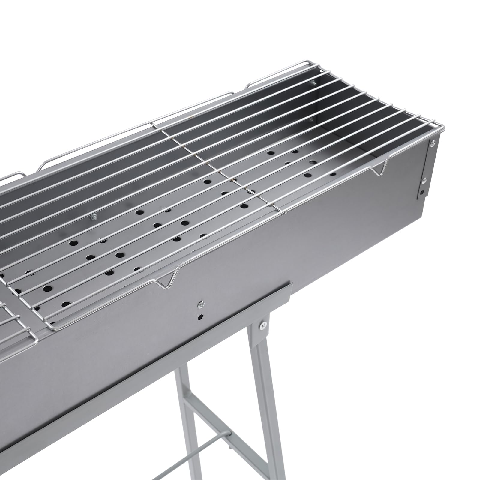 Barbecue a carbonella portatile in metallo con griglia pieghevole | portata 40 kg e sportello d'aria regolabile per campeggio, picnic, giardino | Include maniglia per il trasporto e griglia rimovibile