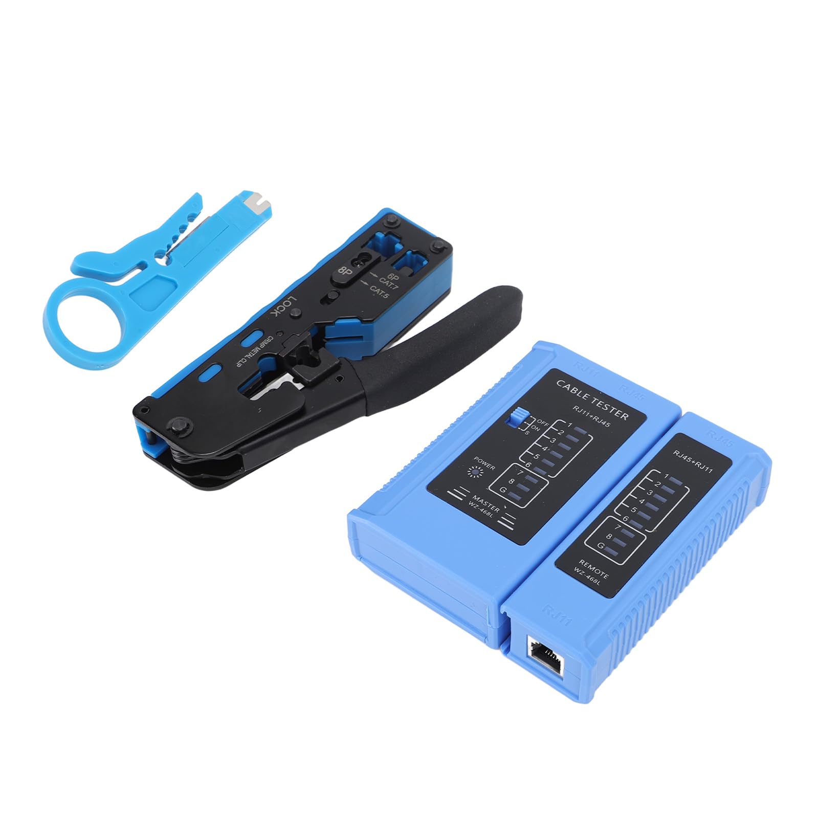 Kit d'outils de sertissage Rj45, outil de sertissage Ethernet avec testeur pour câbles Cat5e, Cat6, Cat6a, outil de dénudage et de coupe pour câbles de 23 à 26 Awg