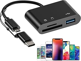 Card Reader Port Adapter, Portable Type C Card Reader, Memory Card Adapter, 3 in 1 Card Reader, Simultaneously Read Ms Cf Tf Cards, Dual Connector adap,Universal Card Slot Accessory for Data Transfer