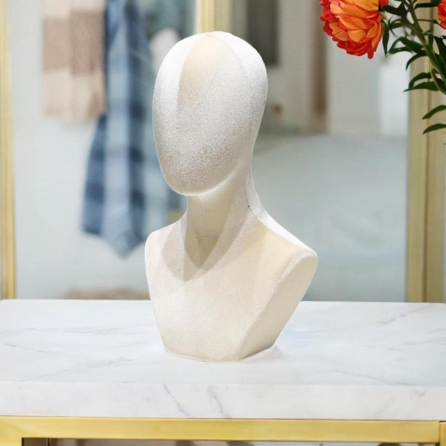 Generic Mannequin Head for Wig, Versatile Wig Display Stand, Hat Display Holder for Hairstyle, Headband, Headphone, Glasses, Home, Beige