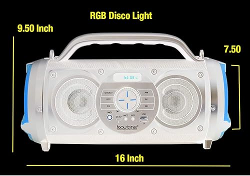 Miniatura 5 de Boytone, Altavoz portátil Bluetooth Boombox, interior/exterior, 25 W, sonido fuerte, graves más profundos, subwoofer de 5 pulgadas, tweeter 3.25,