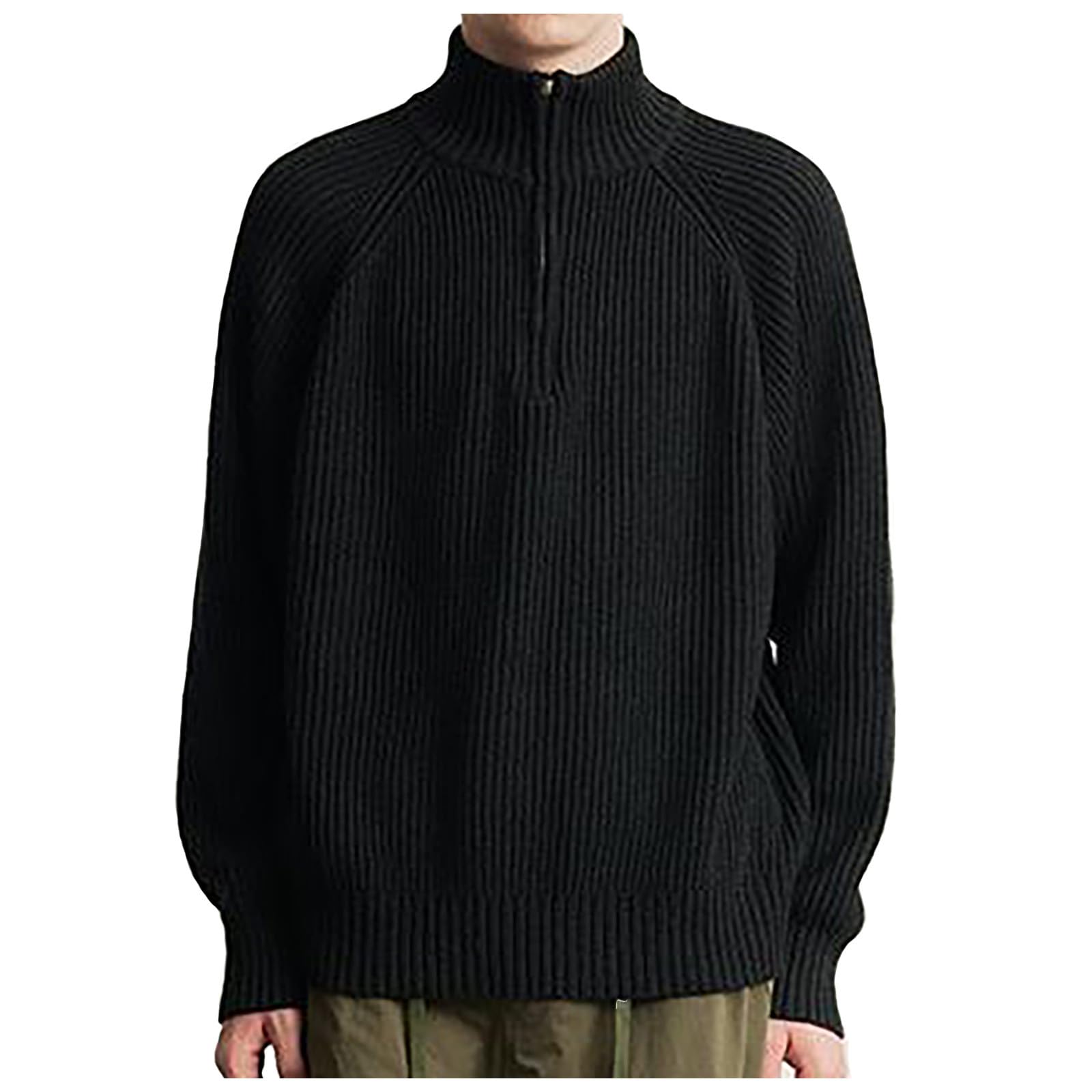 Generisch Jersey de invierno para hombre, color puro, cuello alto, cuello alto, cuello alto, cuello alto, cómodo, jersey de trabajo básico