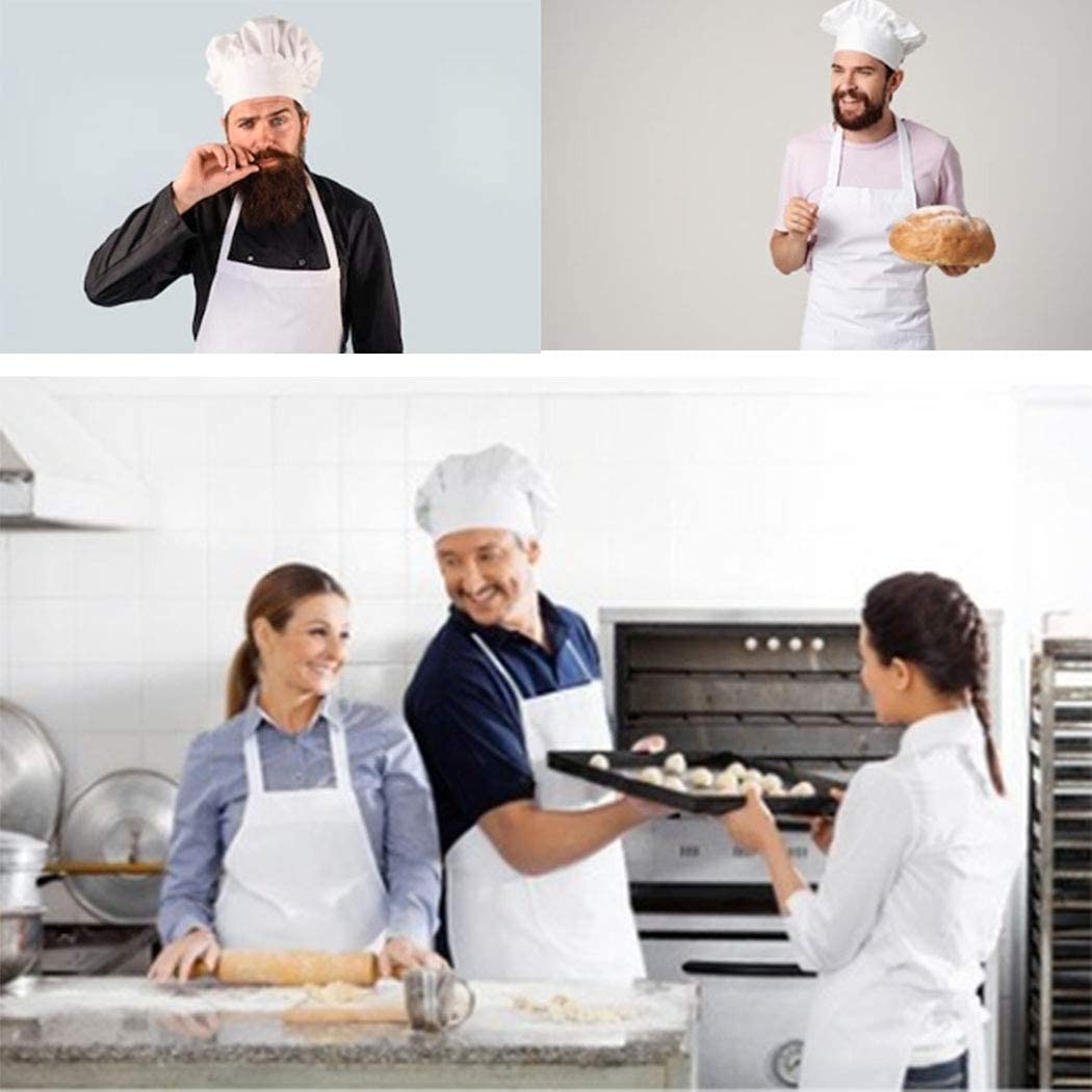 Delantal negro para mujeres y hombres, delantal negro camarera, sombrero y delantal de chef negro, para cocinar, barbacoa, cocina, chef, etc.