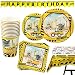 177 Piece Construction Party Supplies Set Including Plates, Cups, Napkins, Spoons, Forks, Knives, Tablecloth and Banner, Serves 25