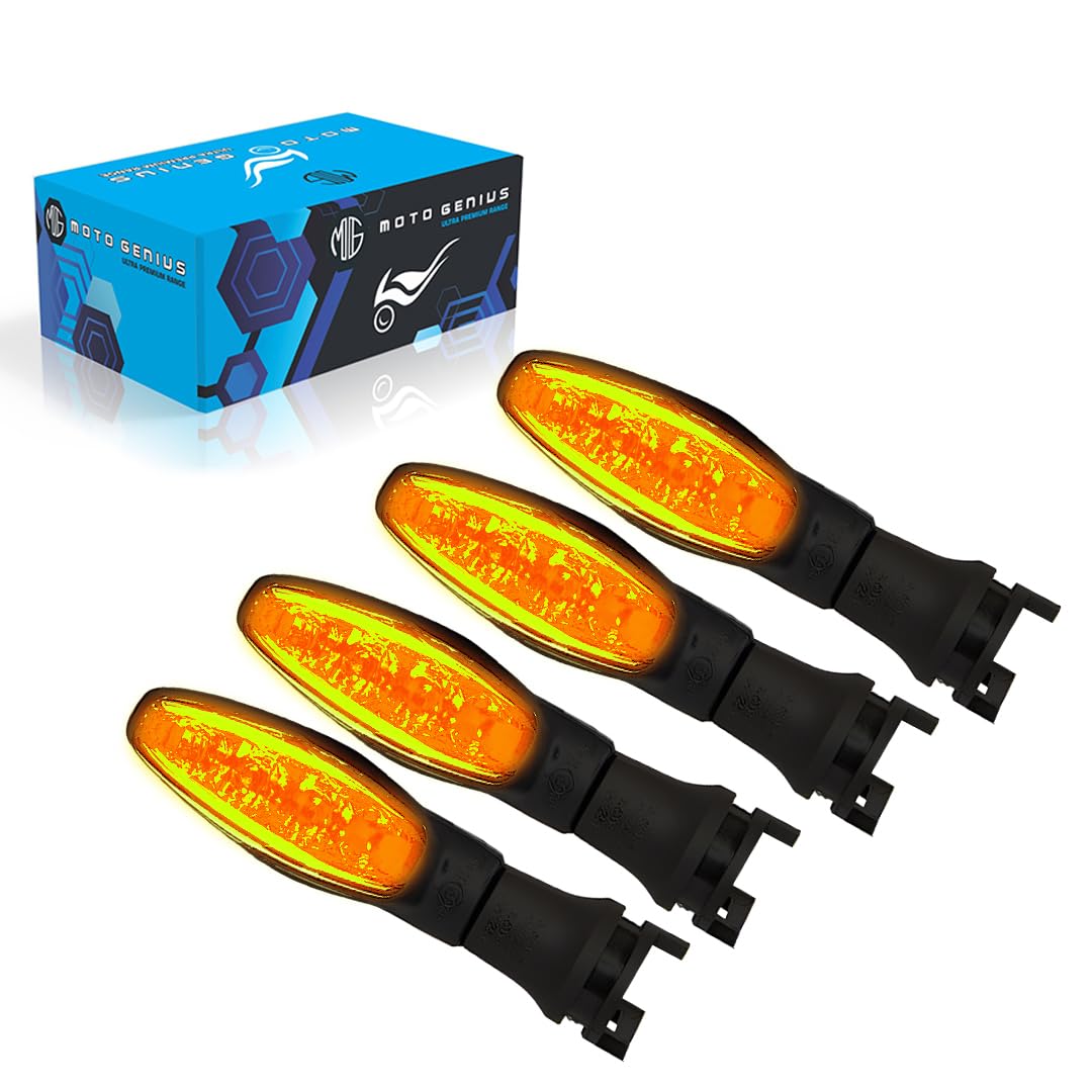 MOTO GENIUS Waterproof Flexible Silicone Rubber LED Indicator Light for FZ, R15, MT15 (BS4 + BS6), Ray Z | Unbreakable, Premium, and Durable Motorcycle Turn Signal Lights (4 Pieces)