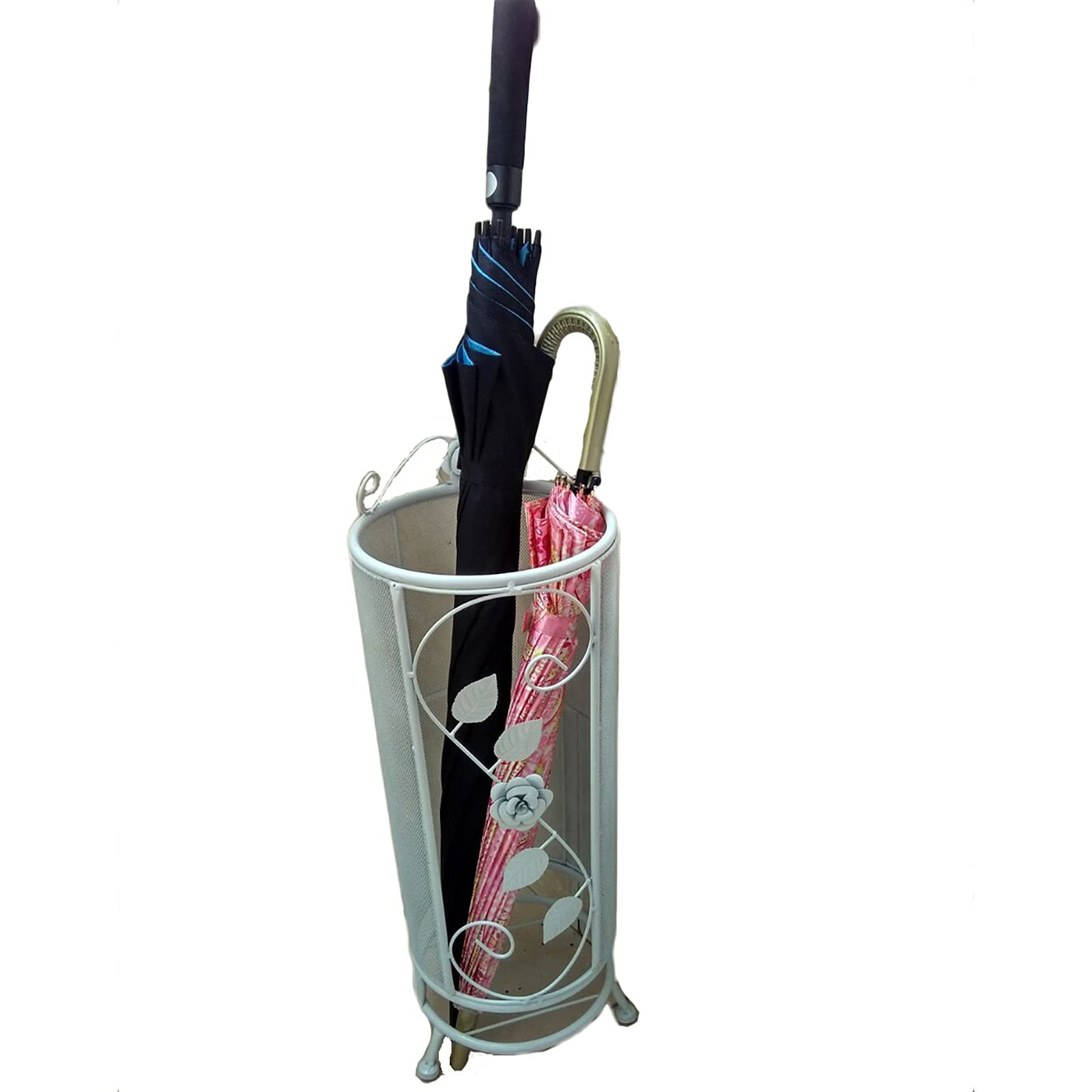 Gonmdopy White Umbrella Stand, Household Umbrella Stand, Metal Mesh Umbrella Stand, Standing Umbrella Rack