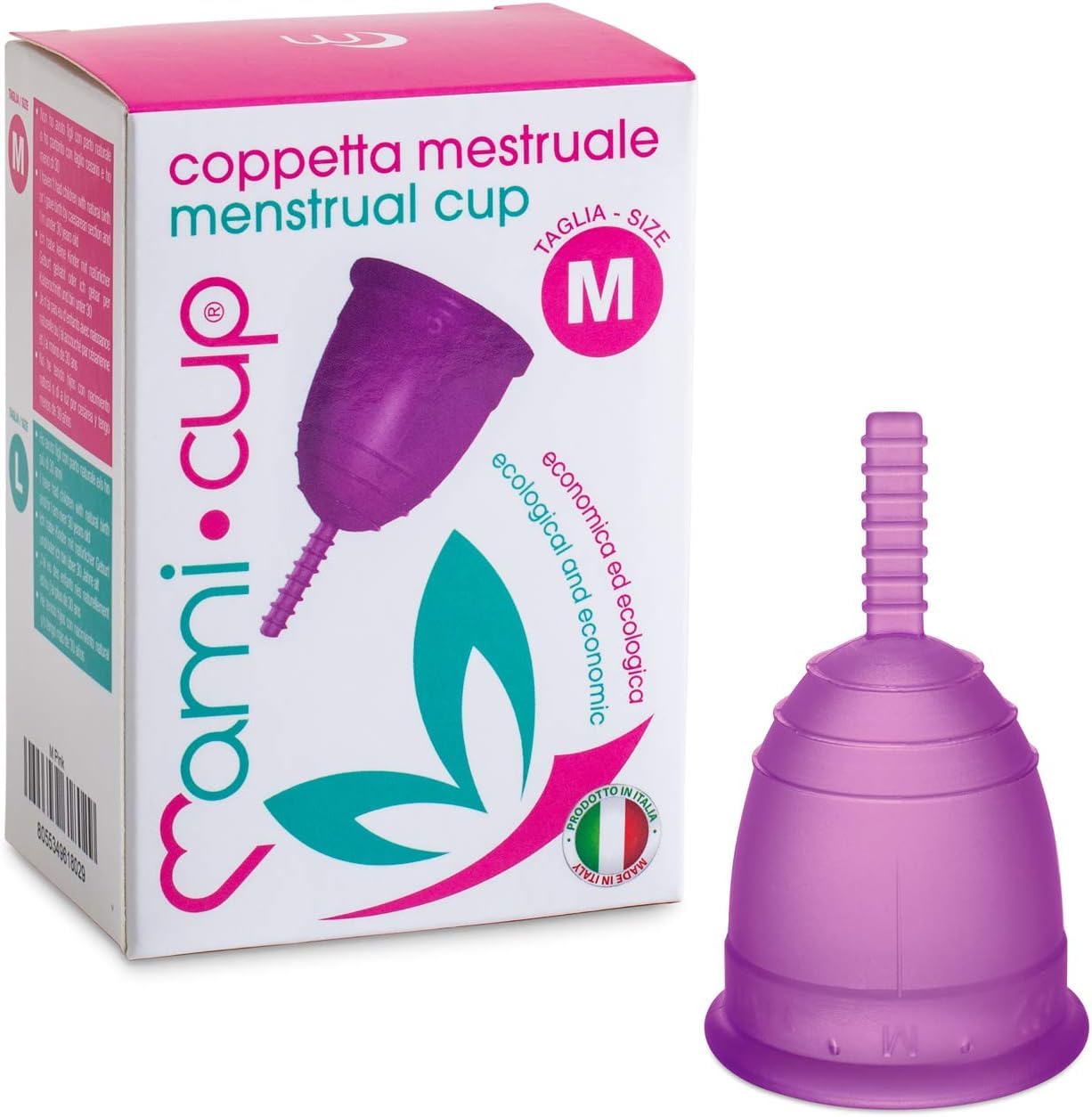 MAMICUP - Coppetta Mestruale Morbida in Silicone Medicale 100% Made in Italy, Totalmente Anallergica Priva di Lattice e Additivi, Coppette Mestruali per Ciclo - Taglia M - Lilla