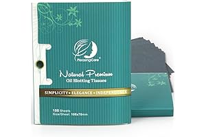 Premium Facial Oil Blotting Paper, 200 Counts - Natural Bamboo Charcoal Oil...