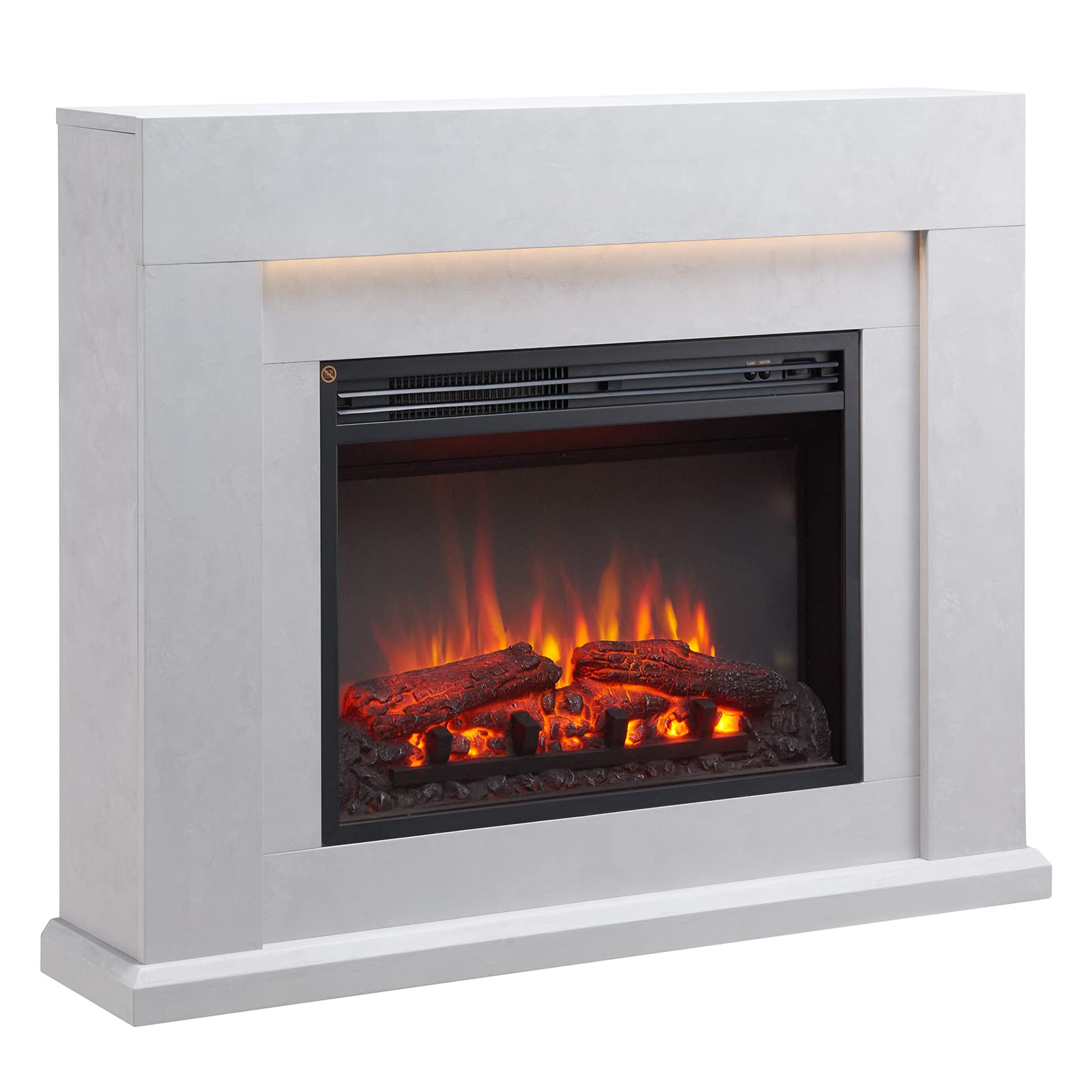 Flamme Cement Grey Madura Electric Fireplace With 39''/98Cm Surround Includes 2Kw Fireplace Heater Multiple Colours Available